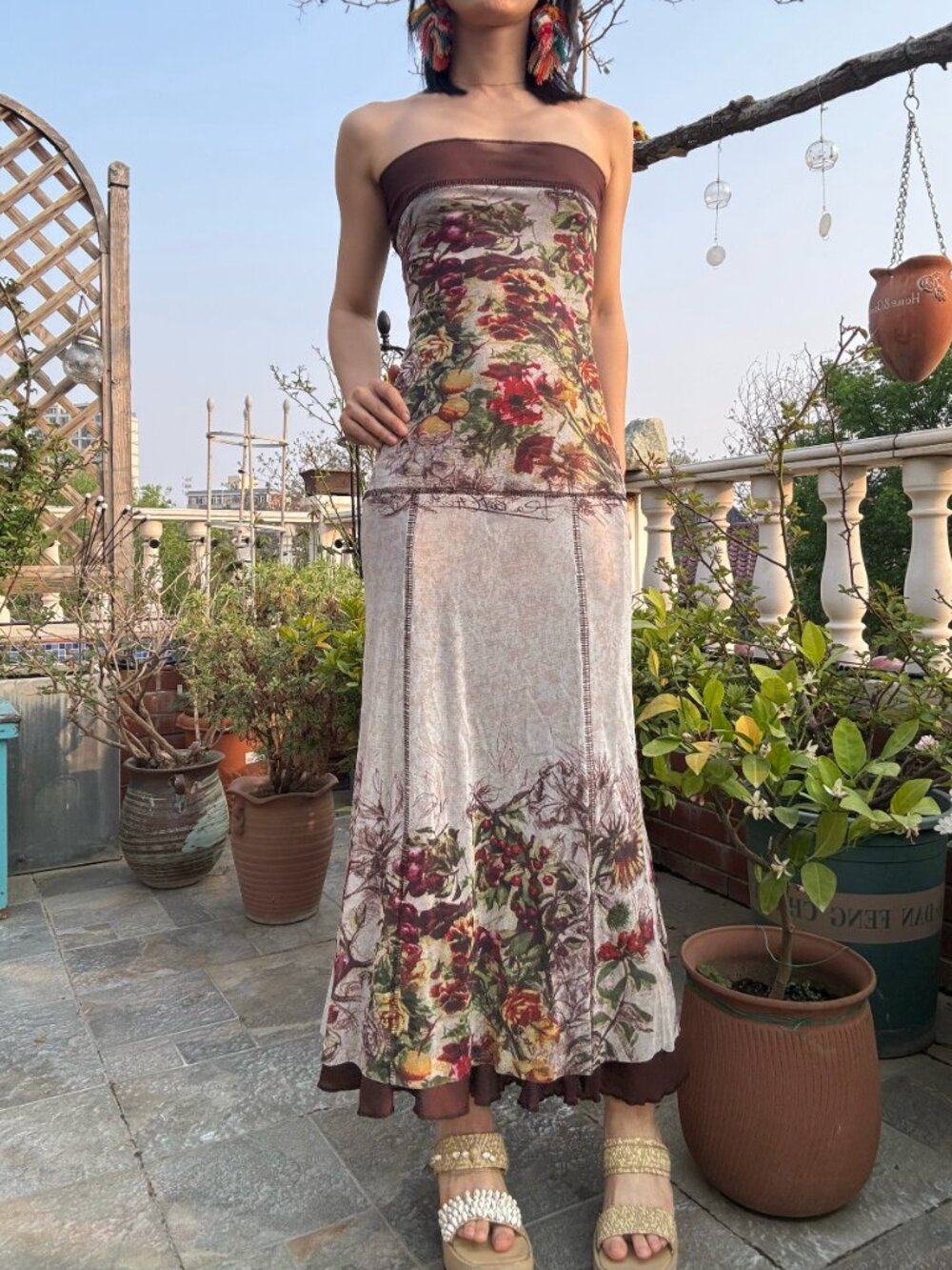 Jean paul Gaultier tube floral maxi mesh dress mermaid dress